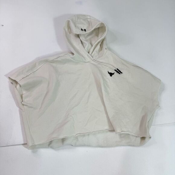 Under Armour Project Rock Hoodie Womens L Cropped Training Hooded Short Sleeve - Picture 1 of 9